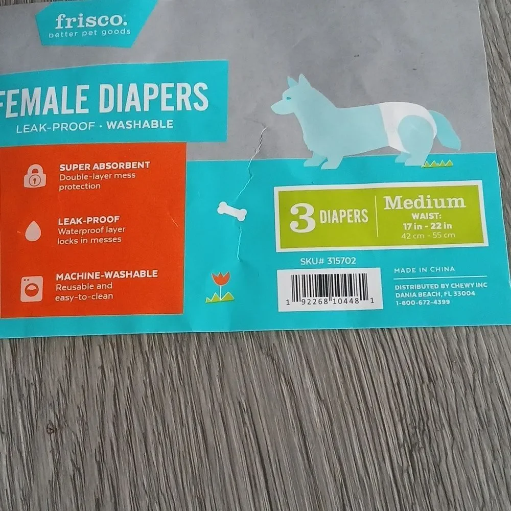 Female Doggie Diapers Set of 3 Sz M 17'-22